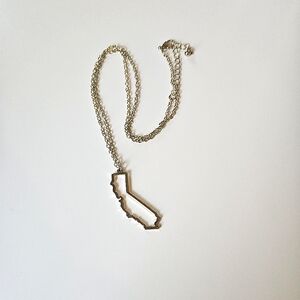 Long Adjustable Gold California State Pendant Necklace - Jewelry, Travel Lover